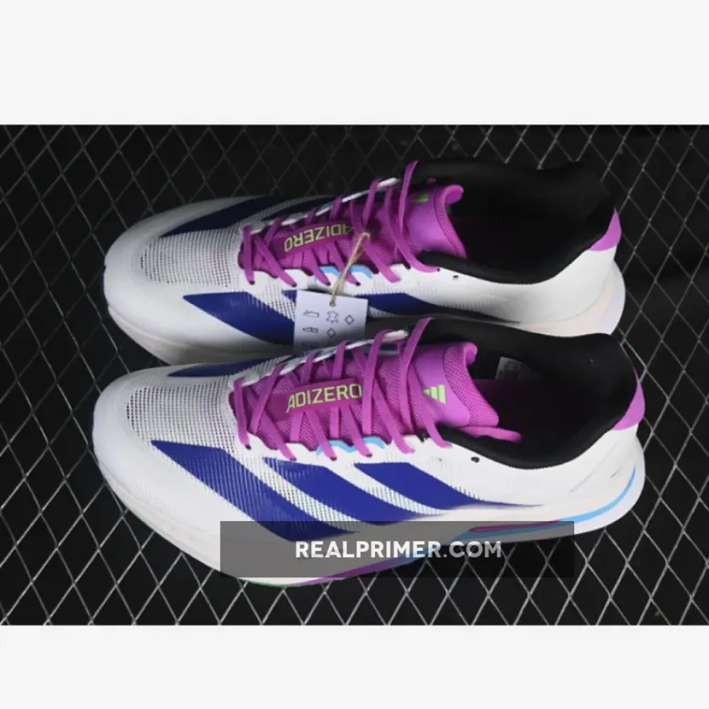 ADIZERO BOSTON 13 WHITE/NAVY BLUE/PURPLE JS4953