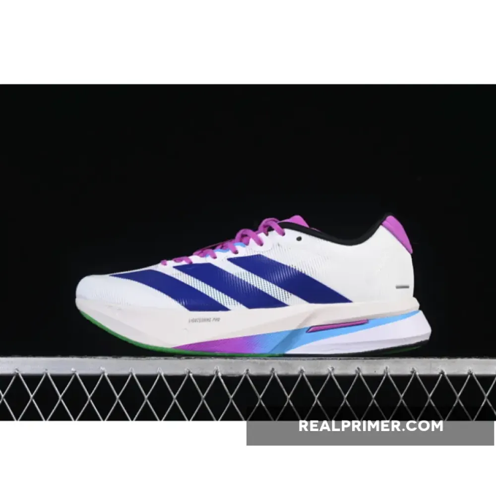ADIZERO BOSTON 13 WHITE/NAVY BLUE/PURPLE JS4953