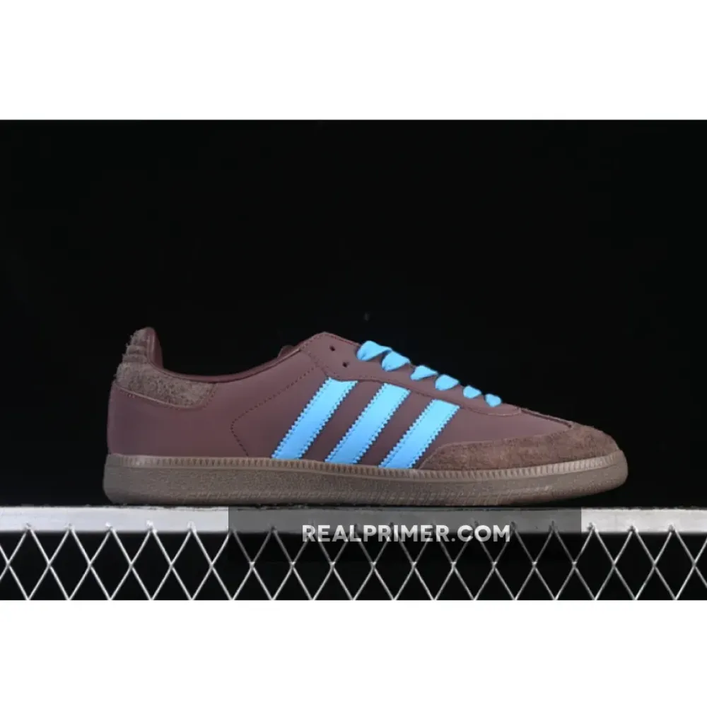 SAMBA OG CLOVER CASUAL BOARD SHOES SKY BLUE/WINE RED JI2733