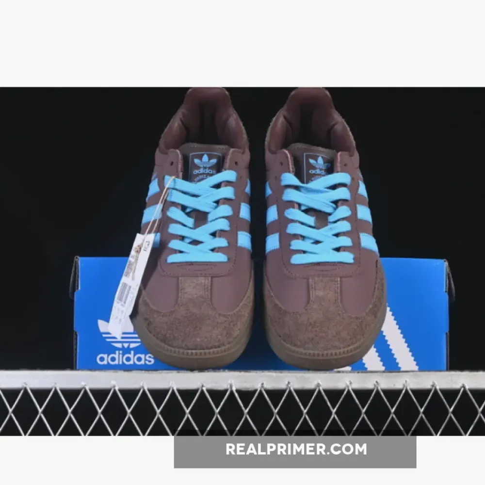 SAMBA OG CLOVER CASUAL BOARD SHOES SKY BLUE/WINE RED JI2733