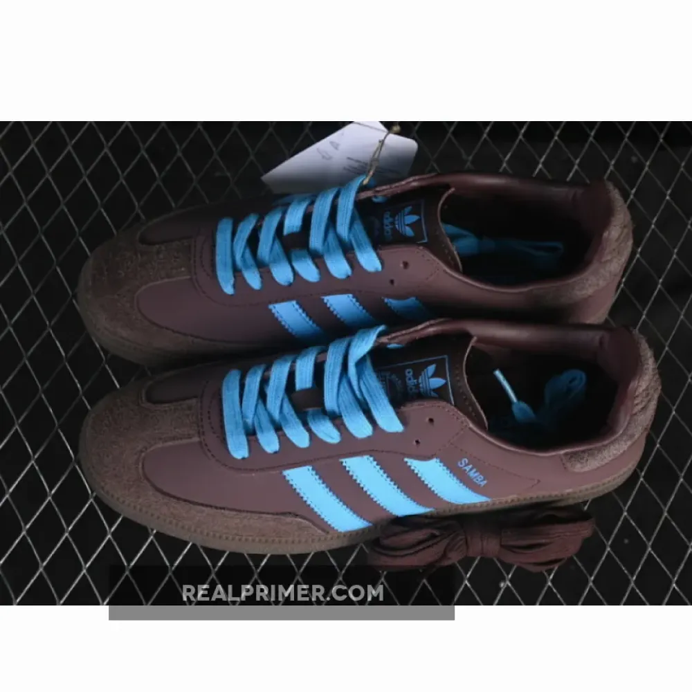 SAMBA OG CLOVER CASUAL BOARD SHOES SKY BLUE/WINE RED JI2733